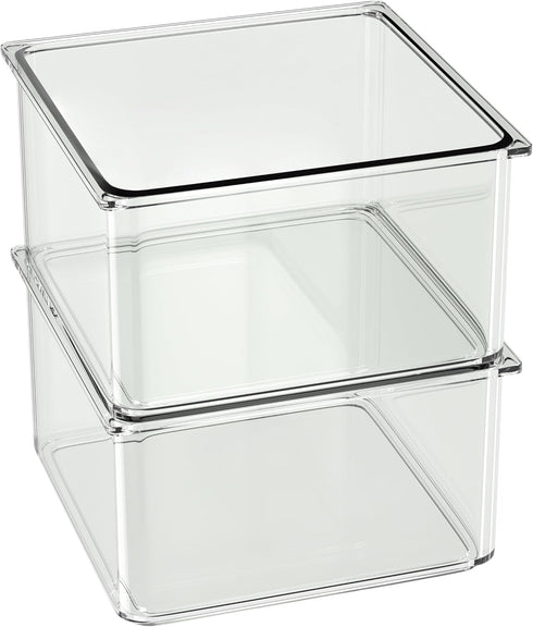 Hudgan 24 PCS Clear Plastic Drawer Organizer Set, Stackable Square Vanity Organizers for Makeup, Bathroom, Office Desk