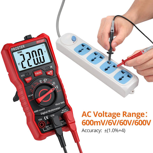 Proster Digital Multimeter, 6000 Counts TRMS Auto Range, NCV Detector, Voltage Current Meter, Temperature Tester