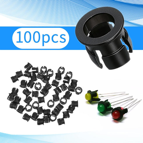 Eldraqth 5mm 100 5 mm Bulb LED Light Holder, Pieces Nylon Black Plastic Light Emitting Diode Clips Display Panel Mount