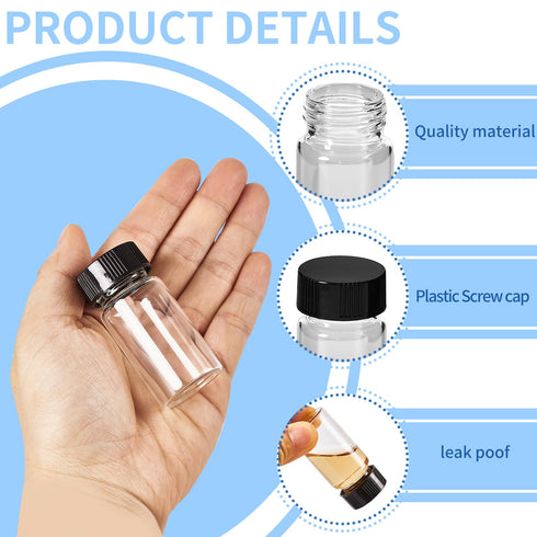 15 PCS 5 Dram Glass Vials, 20ml Borosilicate Glass Empty Vials with Caps, Leak-Proof