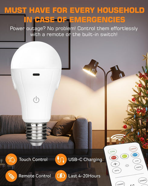 Battery Operated Light Bulb with Remote Control 1800K by BoRccdit