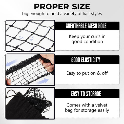 hongliang 4 Net,35x35x57 Inches Pcs Black Triangle Hair Hair Net for Rollers & Sleeping,Womens Mesh Hairnet for Salon