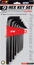 Performance Tool W1394 Long Shank Hex Key Set, Heat Treated Alloy Steel with Storage Holder, Metric Sizes: 15mm to 10mm