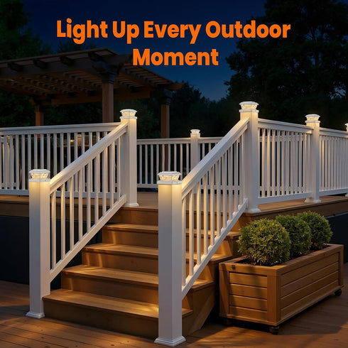 4x4 3.5x3.5 4-Pack 2 Brightever Solar Post Cap Lights, Outdoor Solar Powered Fence Post Lights Fit Vinyl/Wood Posts