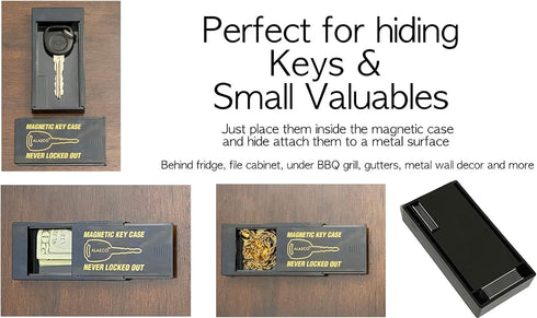 2 Pack Hide A Key Magnetic Under Car Spare Key Holder - Large ABS Case Key Hider for Home, RV, Truck