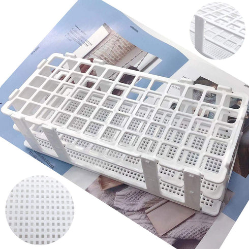 Plastic Test Tube Rack 2 Pack, 60 Holes Lab Holder for 17mm and Below Test Tubes, Detachable