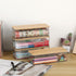 4 Pack BTSKY Clear Pencil Box with Bamboo Lids, Stackable Office Supplies Storage Containers, Hard Plastic Pencil Case