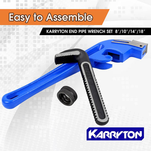 set(8" 10" 14" 18"), offset End Pipe Wrench Adjustable Cast Iron pipe Wrench, Perfect Plumbers Tool for Oil Field