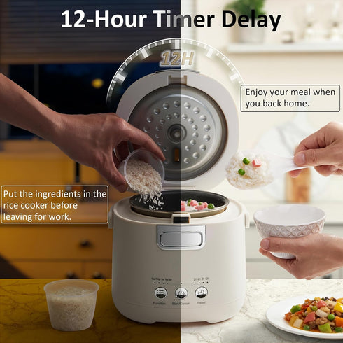 Thousandaynight 2 1.2 12-Hour 1-2 Rice Cooker Small Mini Rice Cooker Cups Uncooked Quarts Portable Rice Maker