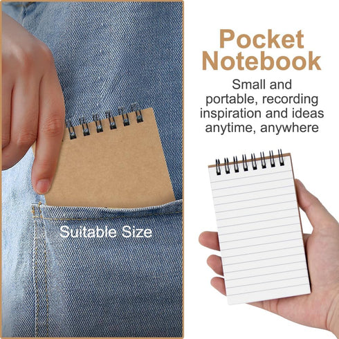 Pocket Notebooks Set of 12 - Small 3x5 Spiral Notepads, Office Style Mini Notebook, Lined College Ruled Paper for Home,