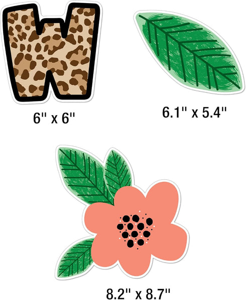 Schoolgirl Style Simply Safari We Are Wild About School Bulletin Board Set, Boho Neutral Classroom Decorations (99 pc)