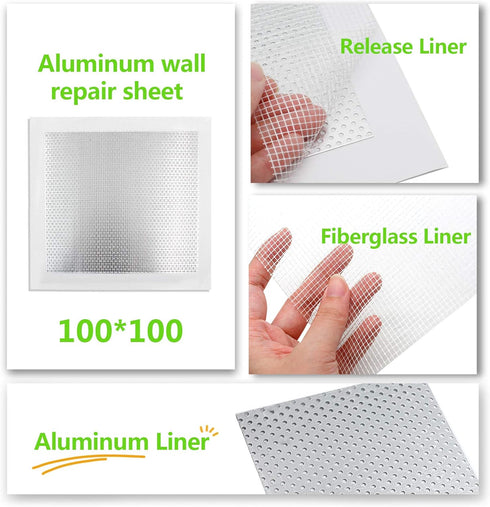 8pcs Drywall Patch Kit, 4" x 4" Self Adhesive Aluminum Wall Repair Patches for Drywall Repair
