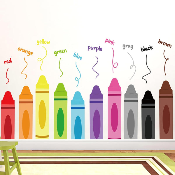 Colorful Crayon Wall Decals Color Crayon Wall Stickers Peel and Stick Crayons