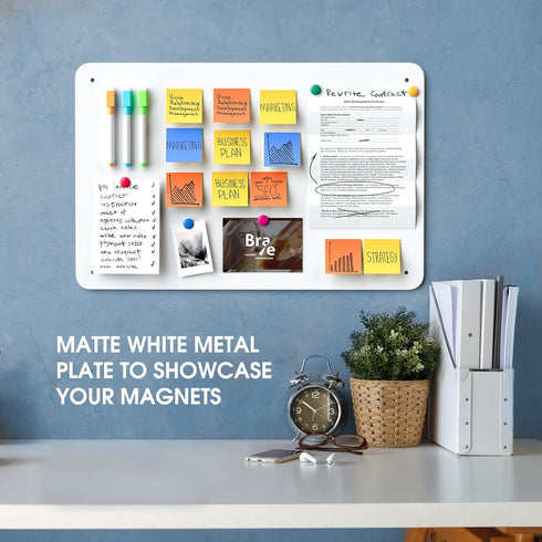 MaxGear 2 Pack Metal Magnetic Board 17.5" x 11.4" Black Bulletin Board for Wall, Refrigerator, Display Notes