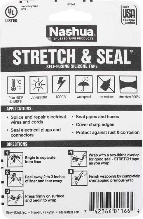 Nashua - 1541204 1 in. x 10 ft. Stretch & Seal Self-Fusing Silicone Tape in Clear