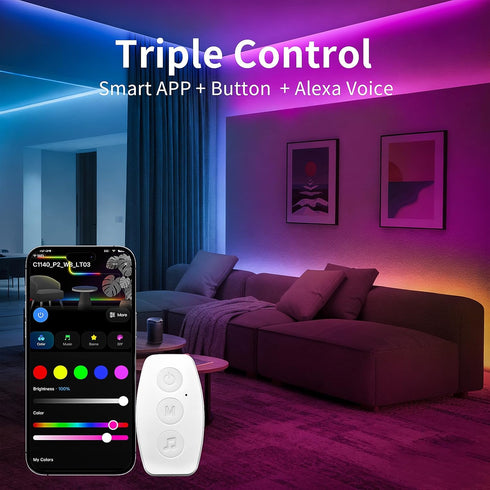 16.4ft KSIPZE Smart WiFi LED Strip Lights, RGB+IC LED Lights for Bedroom Work with Alexa,APP Control, Music Sync, DIY