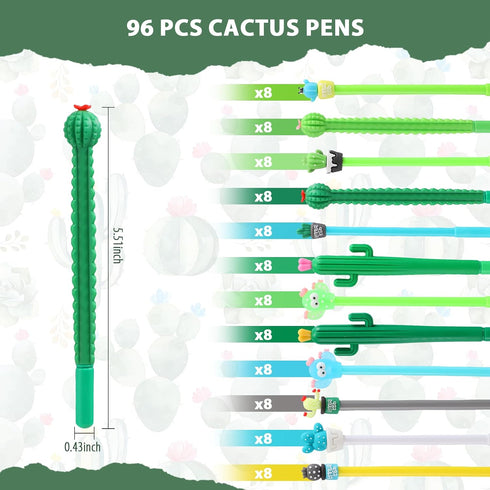 96 Set Colarr Cactus Themed Gifts Bulk with Cute Cartoon Cactus Pens Inspirational Pocket Notepads Motivational