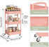 Sywhitta 3-Tier Plastic Rolling Utility Cart, Multi-Functional Storage Trolley with Handle, Pink