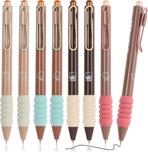 Gel Pens, 8 Pcs Black Ink Cute 0.5mm Retractable Aesthetic Ballpoint Fine Point Pens for Note Taking