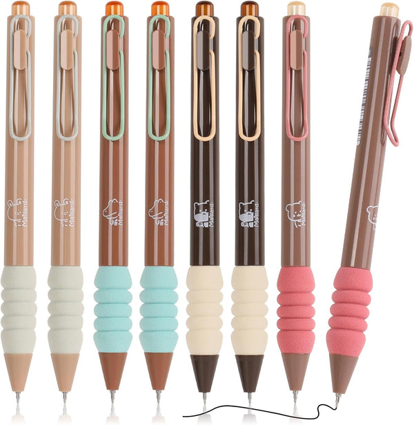 Gel Pens, 8 Pcs Black Ink Cute 0.5mm Retractable Aesthetic Ballpoint Fine Point Pens for Note Taking