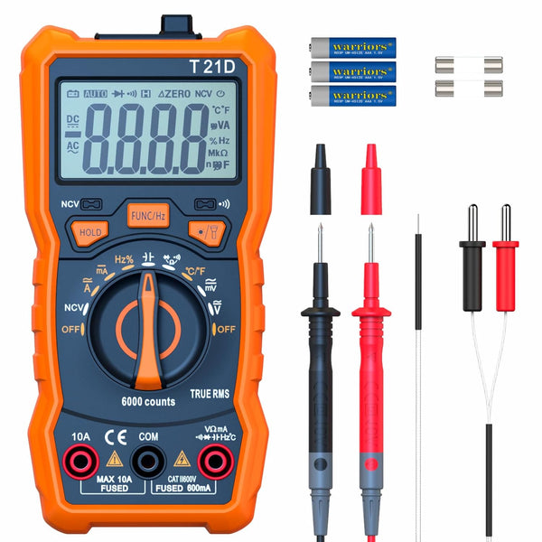 Auto-Ranging Digital Multimeter, TRMS 6000 Counts AC DC Voltmeter, Electrical Tester with NCV