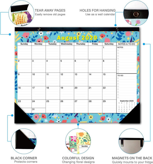 January 2024 to June 2025 Desk Calendar, Large Monthly 18 Months Academic Planner with Floral Design and Magnets