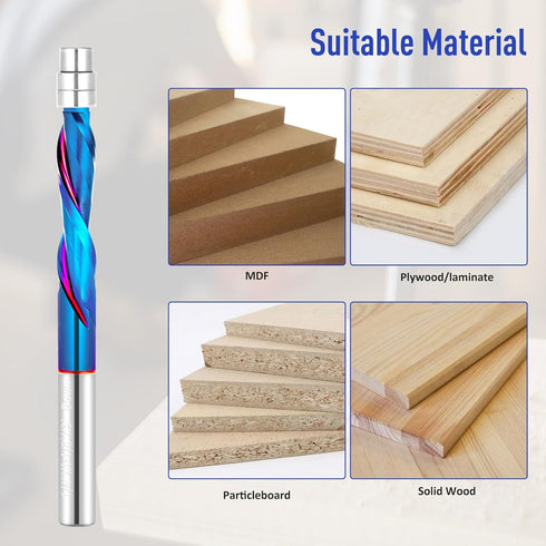 1/4 inch Trimming Shank CNC Router Bit Dowm Cut Flush Trim Router Bits Solide Carbide End Mill with Nano Blue Coating