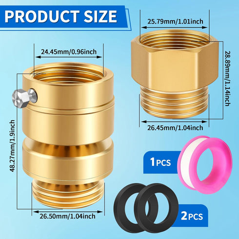 3/4" 1-1/16" 3/4" 1-1/16'' 3/4" Boltigen Self Draining Vacuum Breaker, No Lead Brass GHT Hose Bib Backflow Preventer
