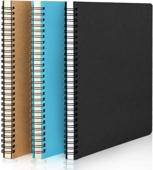 EUSOAR Hardcover College Ruled Spiral Notebooks, A5 3 Packs, 5.5"x8.3" 120 Pages Lined Travel Writing Notebooks