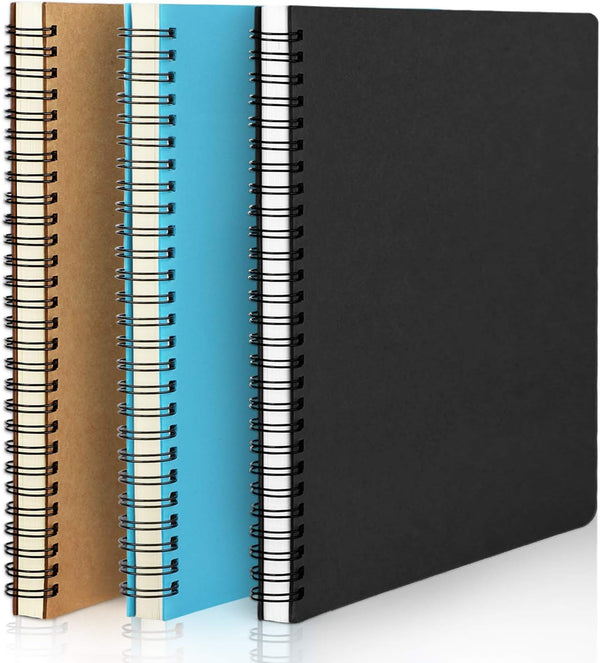 EUSOAR Hardcover College Ruled Spiral Notebooks, A5 3 Packs, 5.5"x8.3" 120 Pages Lined Travel Writing Notebooks