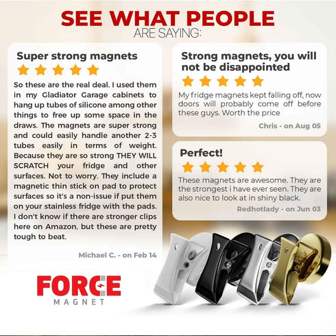 Force Magnet Magnetic Clips Pack of 10, Heavy Duty Super Strength Clips with Anti Scratch Pads (Gold)