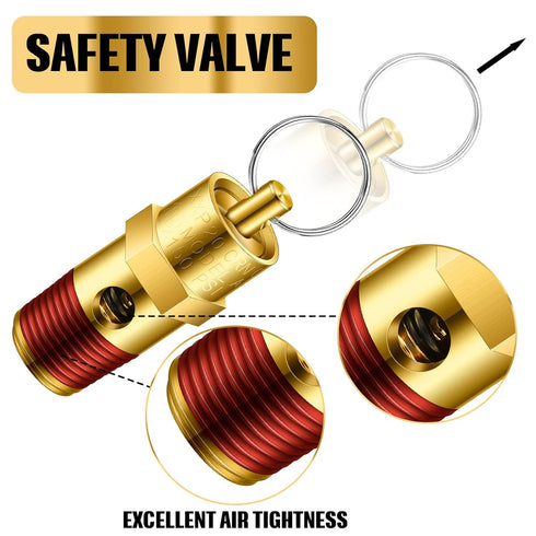 8 Pcs 1/4" Male NPT Pressure Relief Valve Safety Valve Air Compressor Check Valve (200 psi Set Pressure)