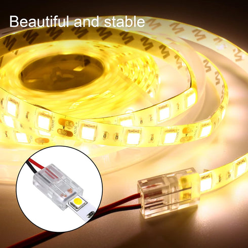 RGBZONE 10Pcs 2Pin 10mm LED Strip Connectors, Unwired Gapless Solderless Quick Connectors for LED Strip Lights