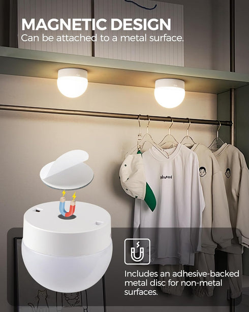 Rechargeable Light Bulbs with Remote Control, 2 Pack, Battery Operated, Timer, Dimmable Wireless Puck LED Bulb