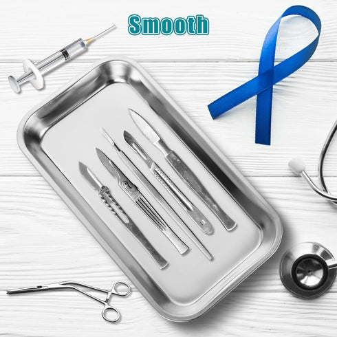 8 Pcs Surgical Tray, 8.6''x4.7''x0.8'' Metal Tray, Stainless Steel for Medical, Dental, Lab Supplies