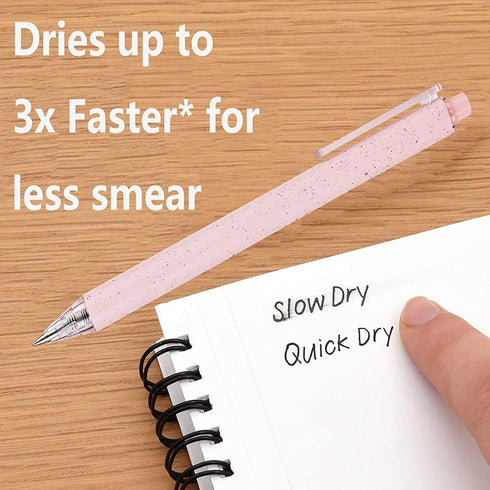 RIANCY Retractable Pink Pens, Black Ink Quick Dry Gel Ink, Smooth Writing 0.5mm, Cute Pen for Journaling