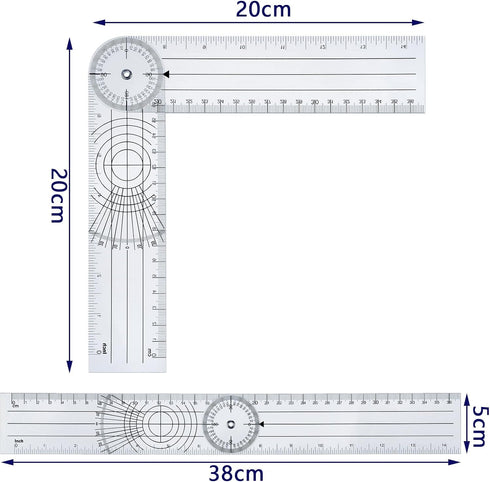 Plastic Goniometer Quick Angle Protractor Clear Angle Finder Angle Ruler with 7 Inch Arm Angle Measurement Tool for School Office Measuring Drawing Woodworking Designers Architects Students Work (2)