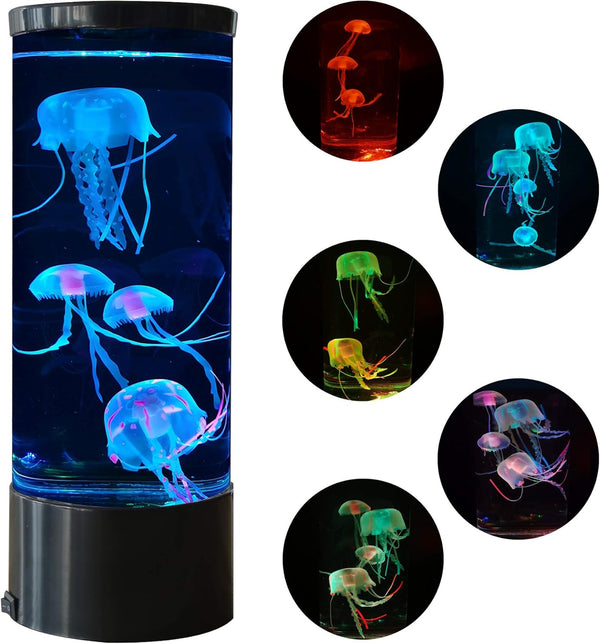 Vaticas Jellyfish Lava Lamp Multi-Color Changing Aquarium Night Light with 5 Glowing Jellyfish