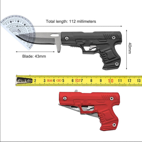 Grombolar Small Pocket Knife for Men Women,Cool Stuff Gadgets for Everyday Carry Gifts Ideas (Gun-Mini Red)