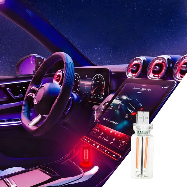 Plug-in Car USB Lights with Touch Control - Retro Style Glass Bottle