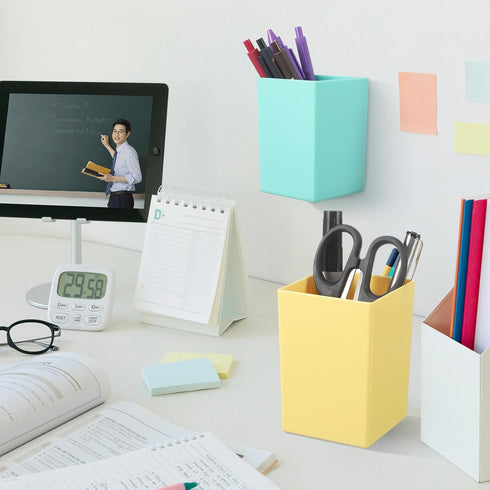 Affrolling 4 Pcs Classroom Magnetic Storage Boxes with Write Wipe Label Magnetic Storage Containers Plastics Pen Holder