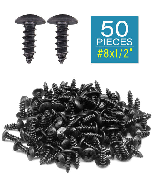 50pcs #8 x 1/2 inch Truss Head Phillips Wood Screws Black Oxide Coated by IMSCREWS