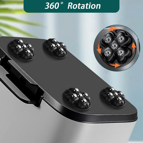 360 (Black-4 Self Adhesive Caster Wheels, Swivel Stainless Steel Rollers,Low Profile Rollers for Kitchen Appliances