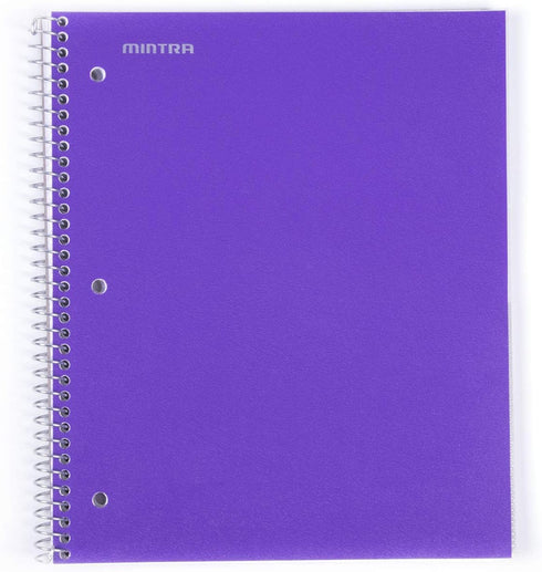 Mintra Office Durable Spiral Notebooks, 1 Subject, 3 Pack (Teal, Purple, White), 100 Sheets, Moisture Resistant
