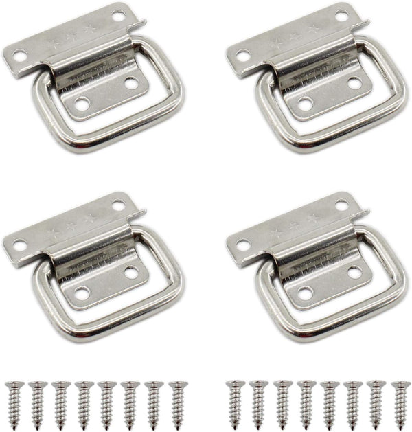 4 Pack Stainless Steel Wardrobe Handle, Foldable Boat Hatch Latch Cabinet Pull Handle Accessories