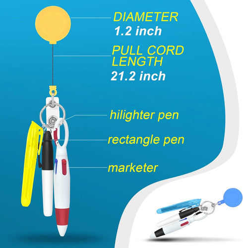 Nurse Pen Set, 6 Pieces Tip Highlighter, 6 Permanent Marker Pen, 6 Retractable Ball Pen Pack with ID Name Reels