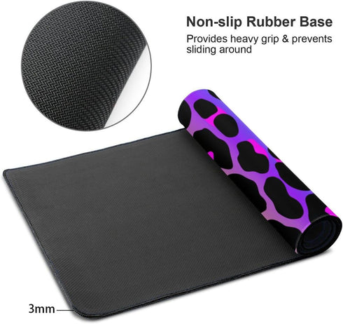 Leopard Neon Animal Print Mouse Pad, XL Large Gaming Mousepad, Long Extended Keyboard Pads for Gaming and Office (31.5