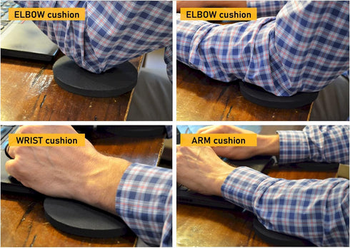 Elbow, Arm & Wrist Rest Cushioning Pads for Pressure Point Relief on Gaming & Work Surfaces, 2-Pack, Pitch Black
