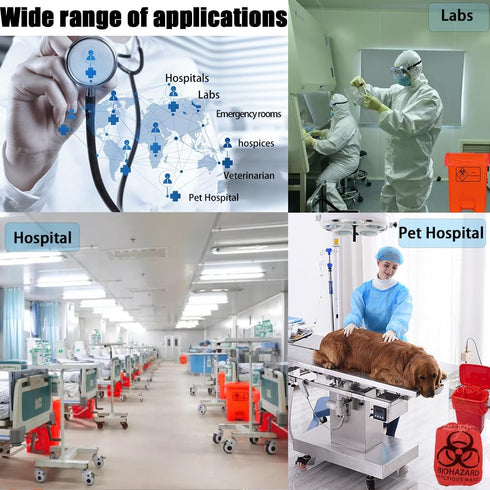 Daarcin 100pcs 24.4in Red Biohazard Waste Bags Medical Grade, Safe Infectious Waste Disposal No Leak Bags Trash Liners