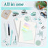 Mini Office Supply Kit, Teal Mini Stapler with Staples, Tape Dispenser Set, Includes Sticky Notes & Highlighters